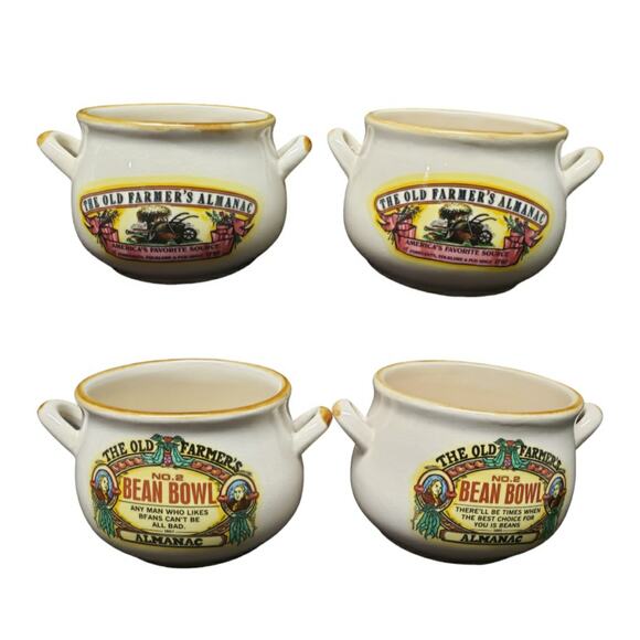 Vintage The Old Farmer's NO. 2 Bean Bowl Almanac Set of 2 Westwood International - Picture 1 of 11